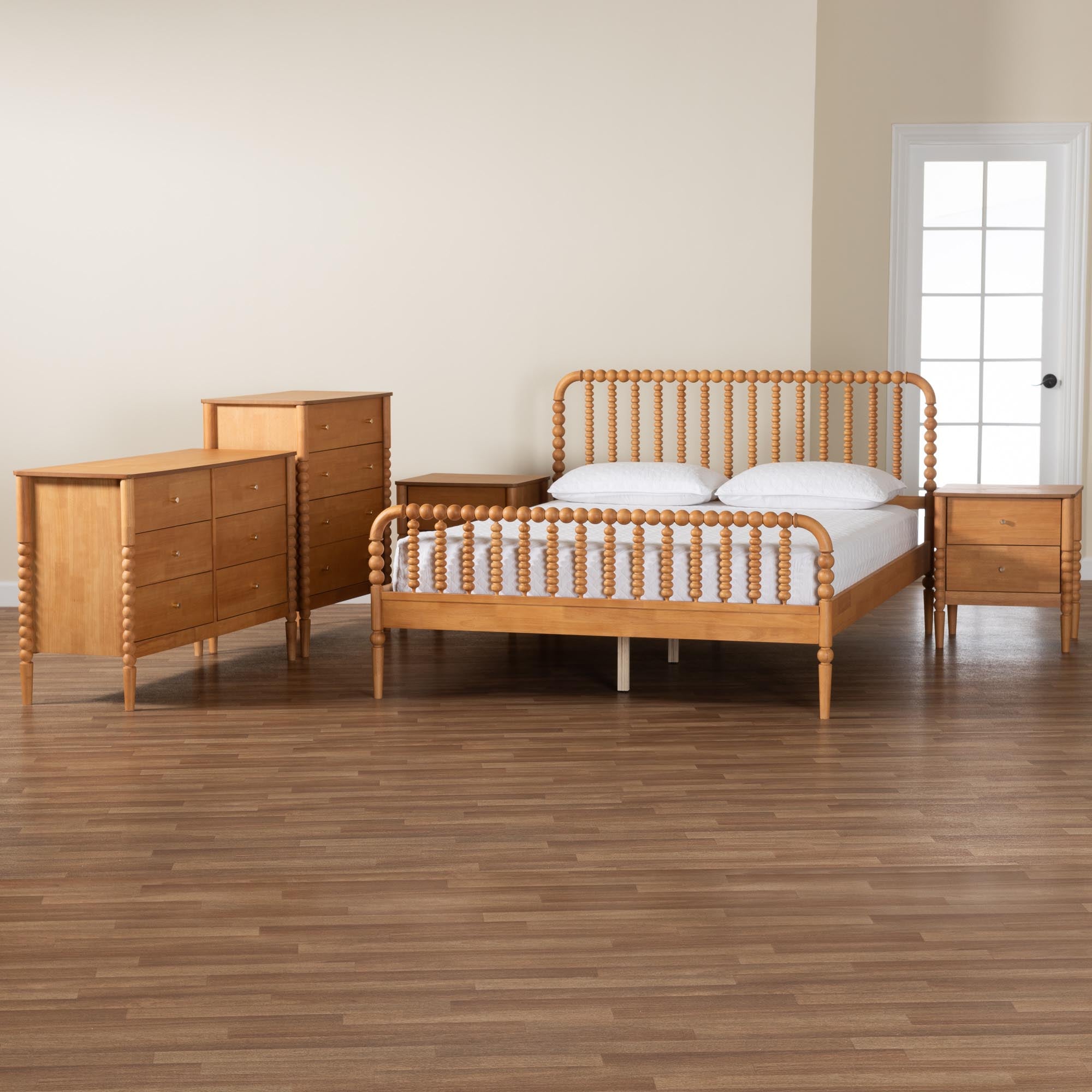 Lucera Mid-Century 5-Piece Bobbin Bedroom Set