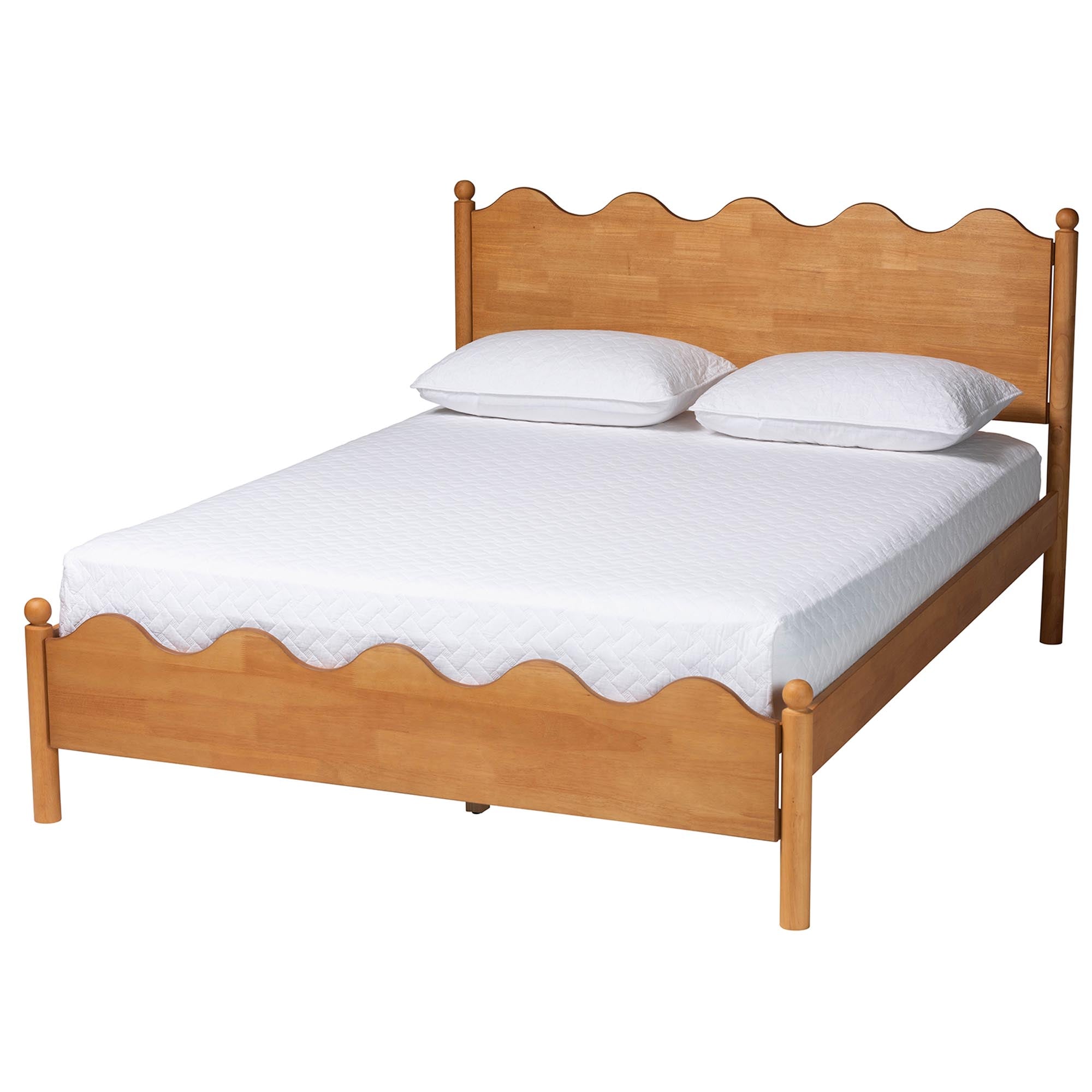 Malaya Modern Wood Platform Bed with Scalloped Edges