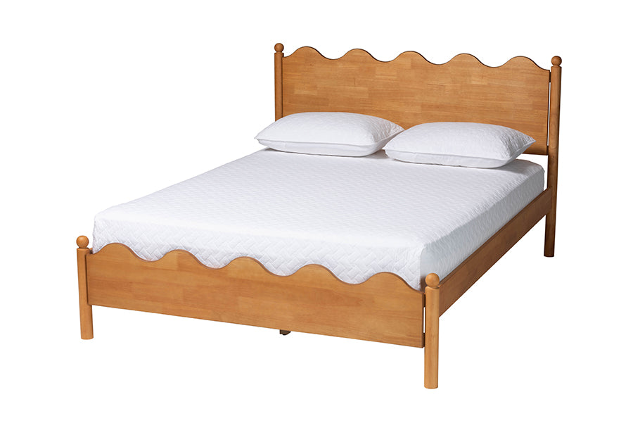 Malaya Modern Wood Platform Bed with Scalloped Edges