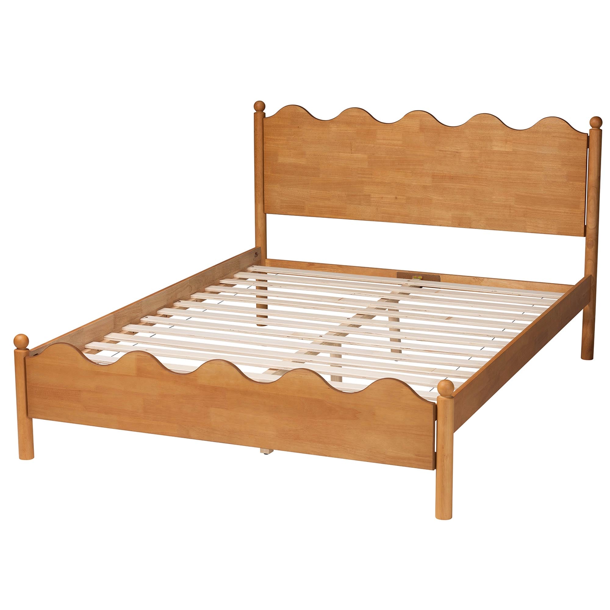 Malaya Modern Wood Platform Bed with Scalloped Edges