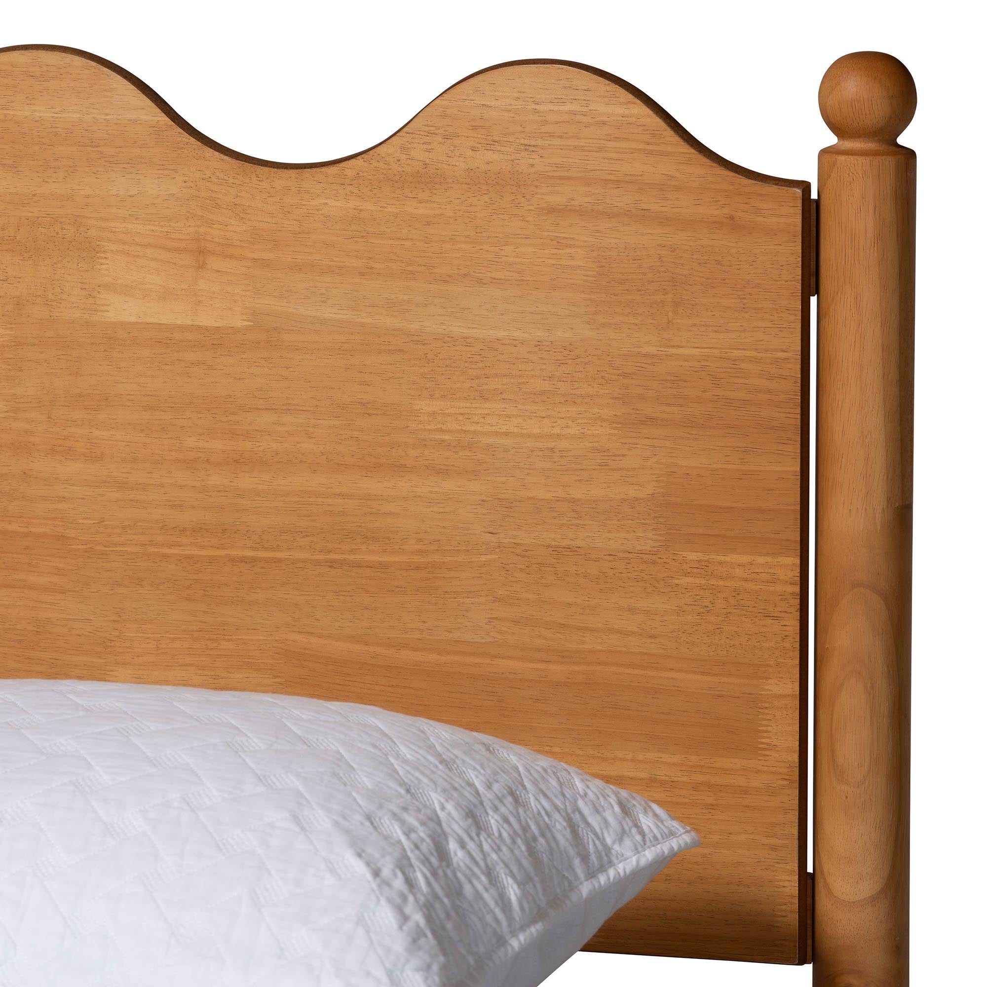 Malaya Modern Wood Platform Bed with Scalloped Edges
