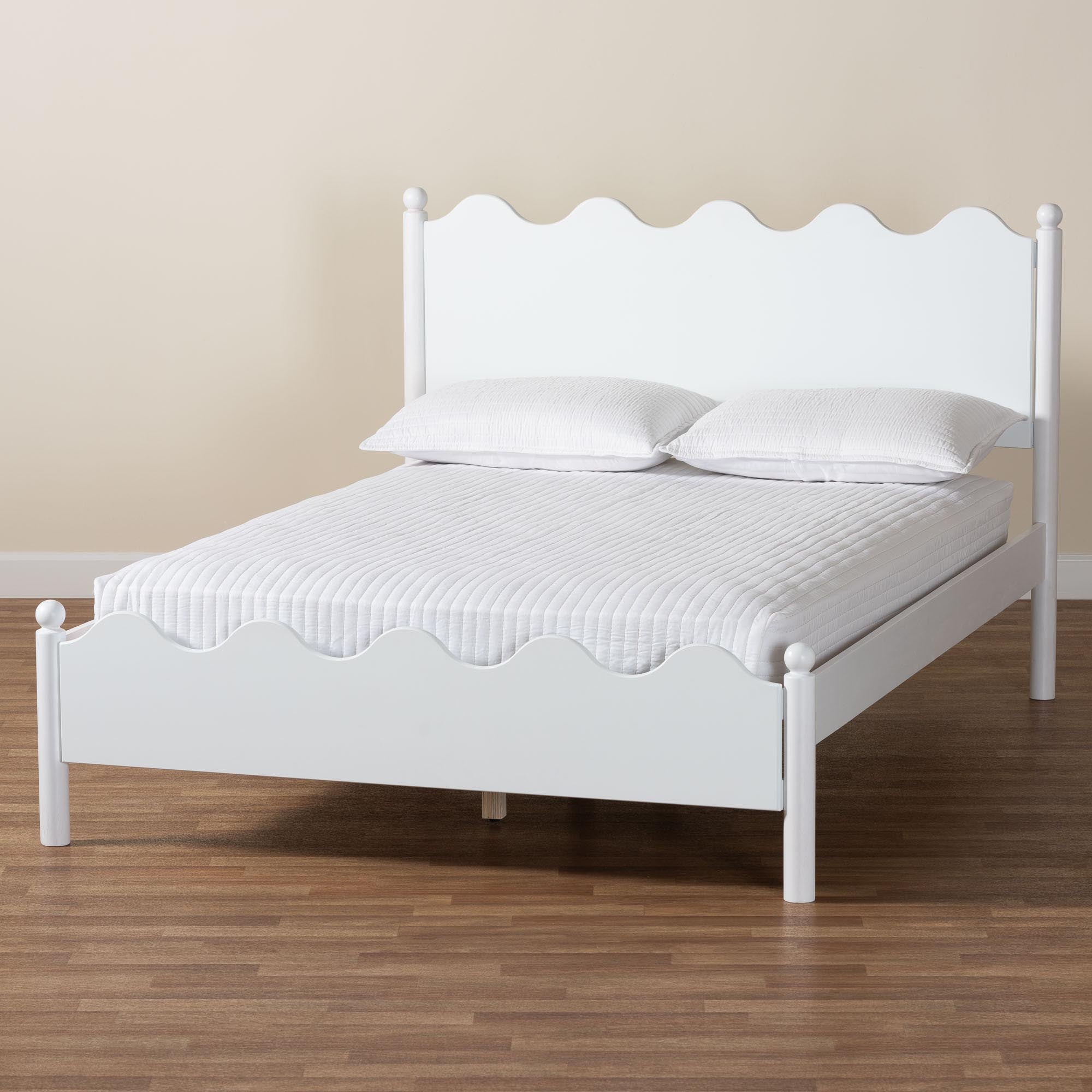 Malaya Modern Wood Platform Bed with Scalloped Edges