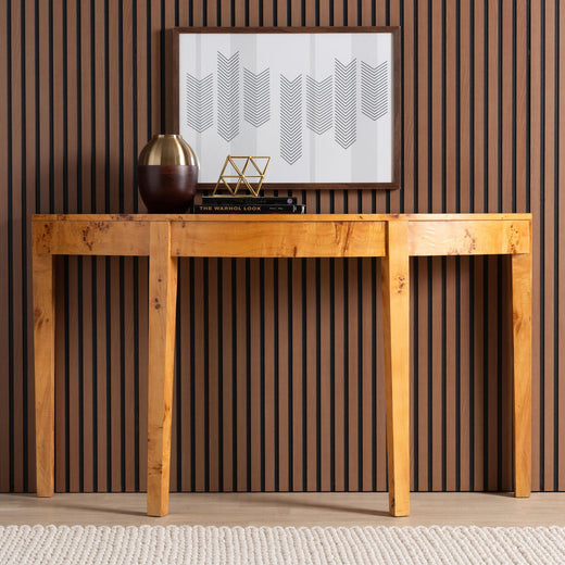 Bali & Pari Jihan Modern and Contemporary Real Burl Wood Half-Moon Large Console Table