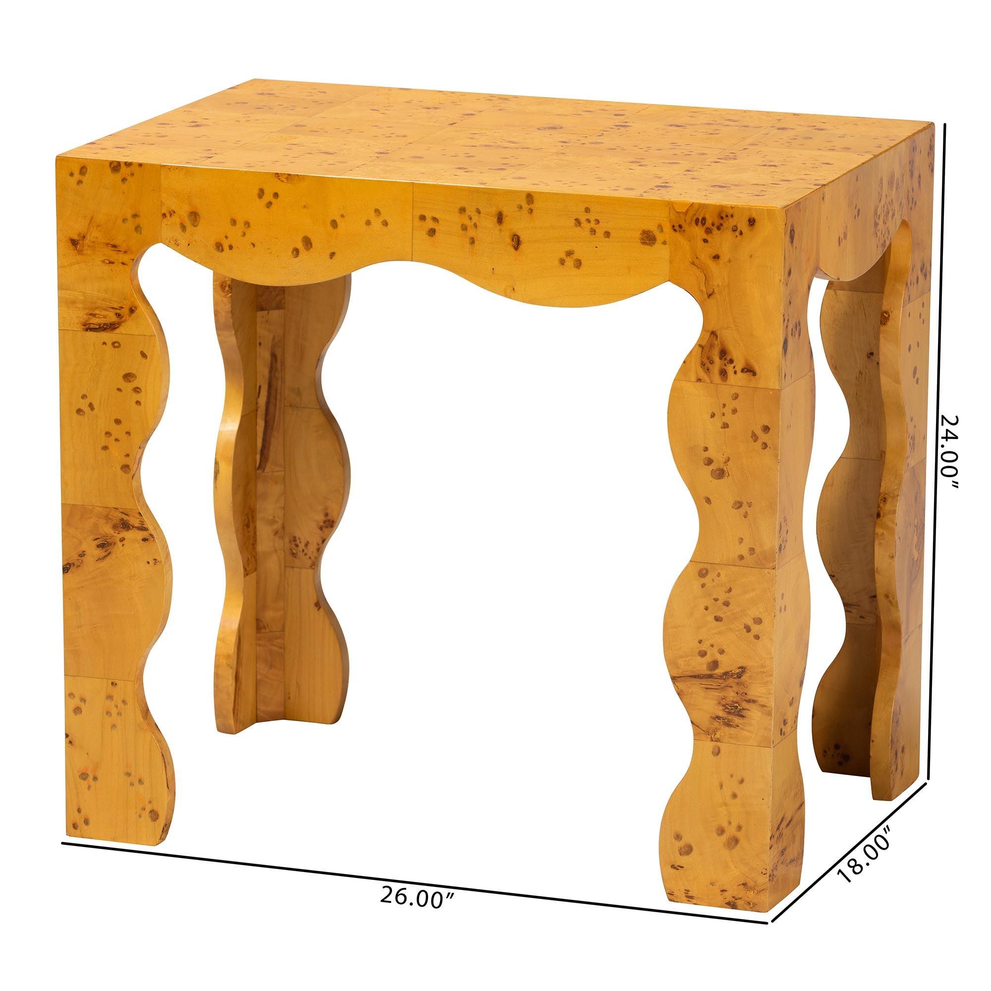 Bali & Pari Huxley Modern and Contemporary Real Burl Wood End Table