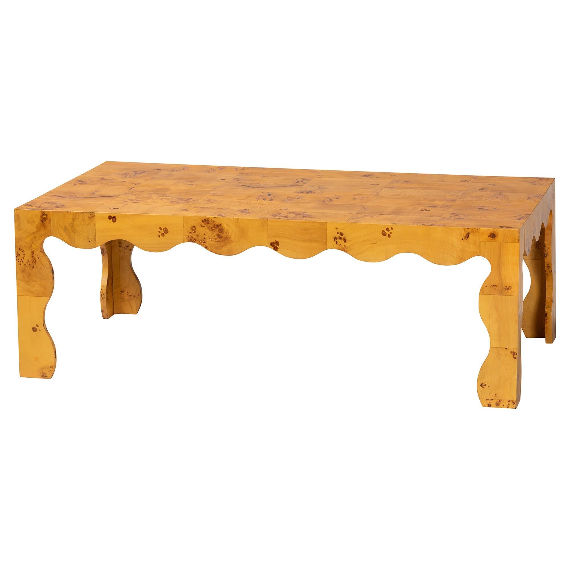 bali & pari Huxley Modern and Contemporary Real Burl Wood Coffee Table