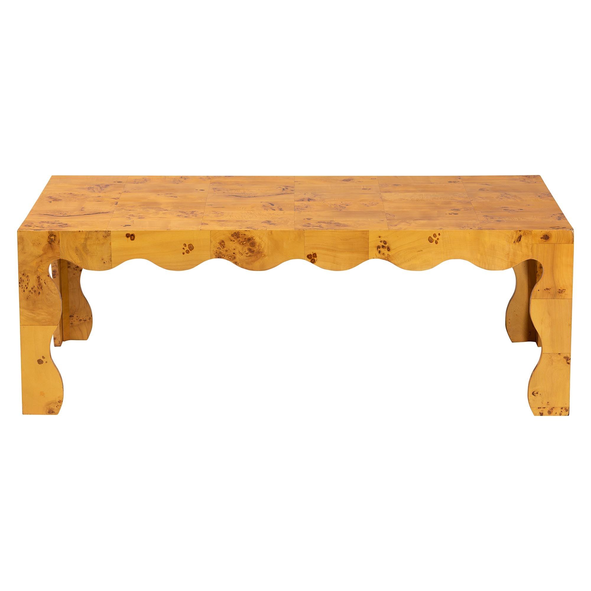 bali & pari Huxley Modern and Contemporary Real Burl Wood Coffee Table