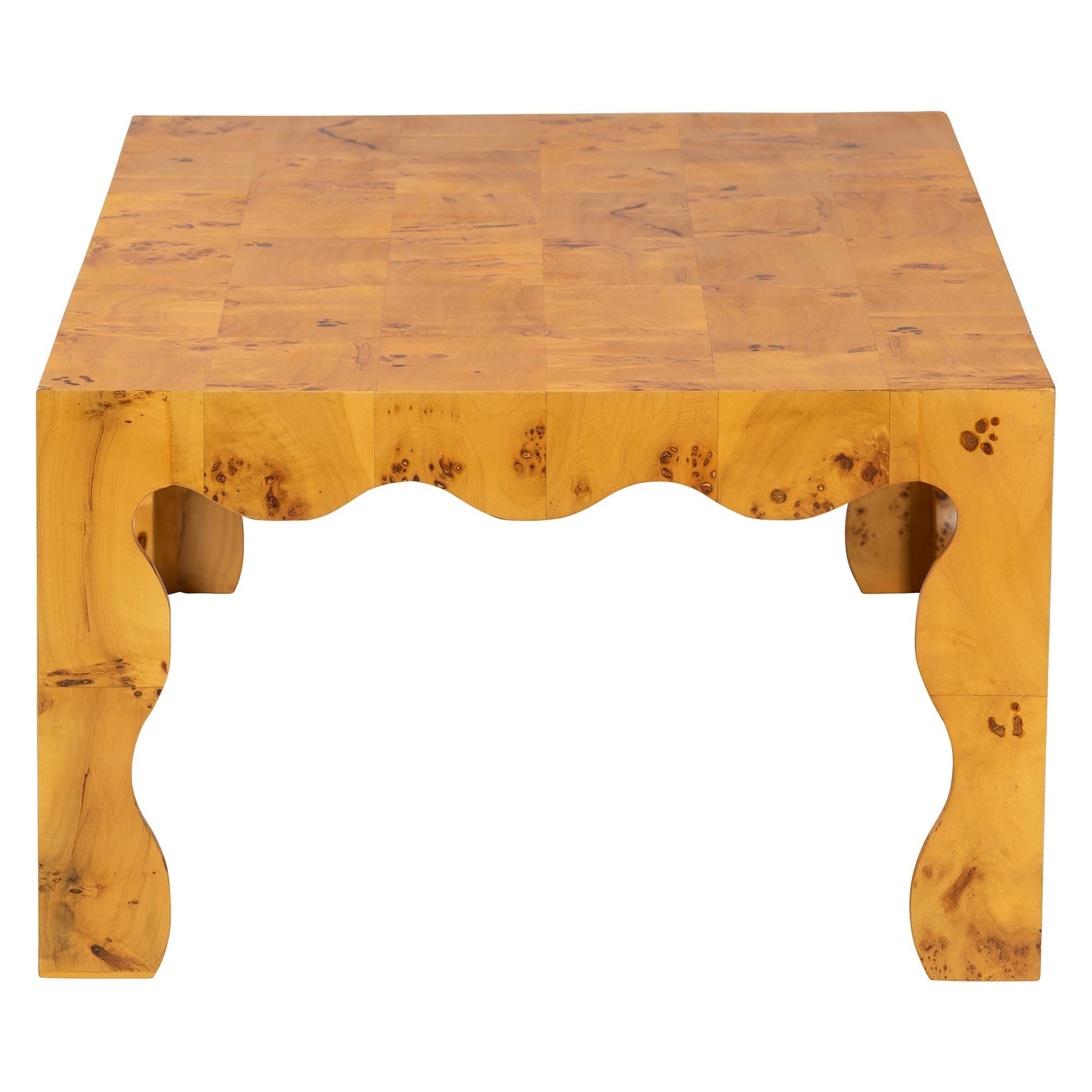 bali & pari Huxley Modern and Contemporary Real Burl Wood Coffee Table