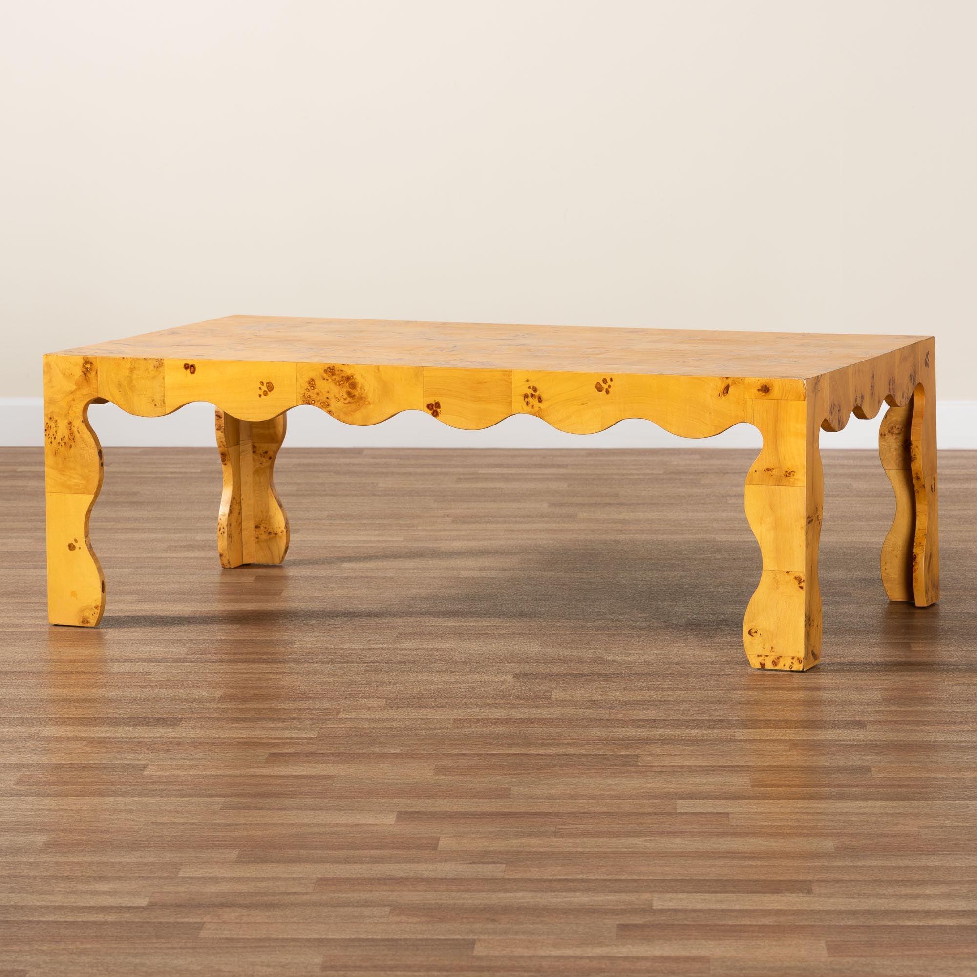 bali & pari Huxley Modern and Contemporary Real Burl Wood Coffee Table