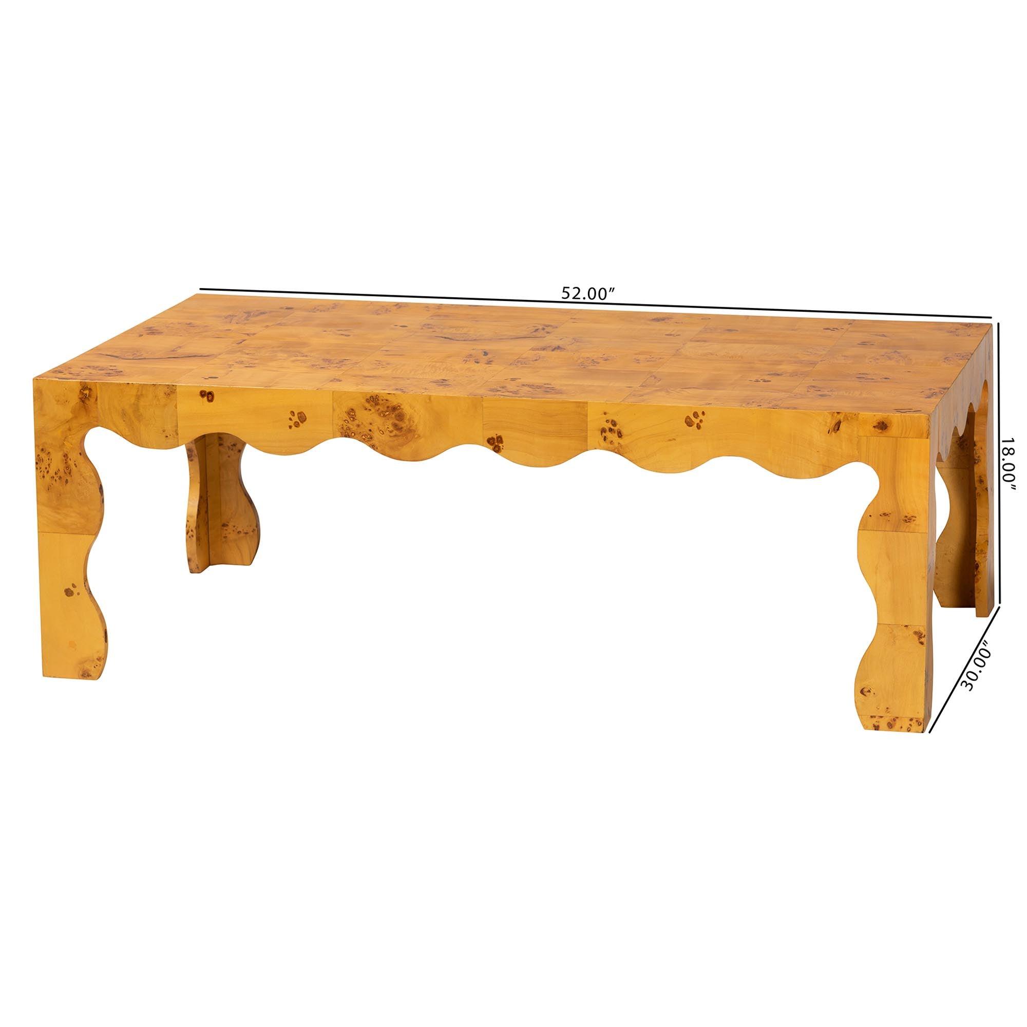 bali & pari Huxley Modern and Contemporary Real Burl Wood Coffee Table