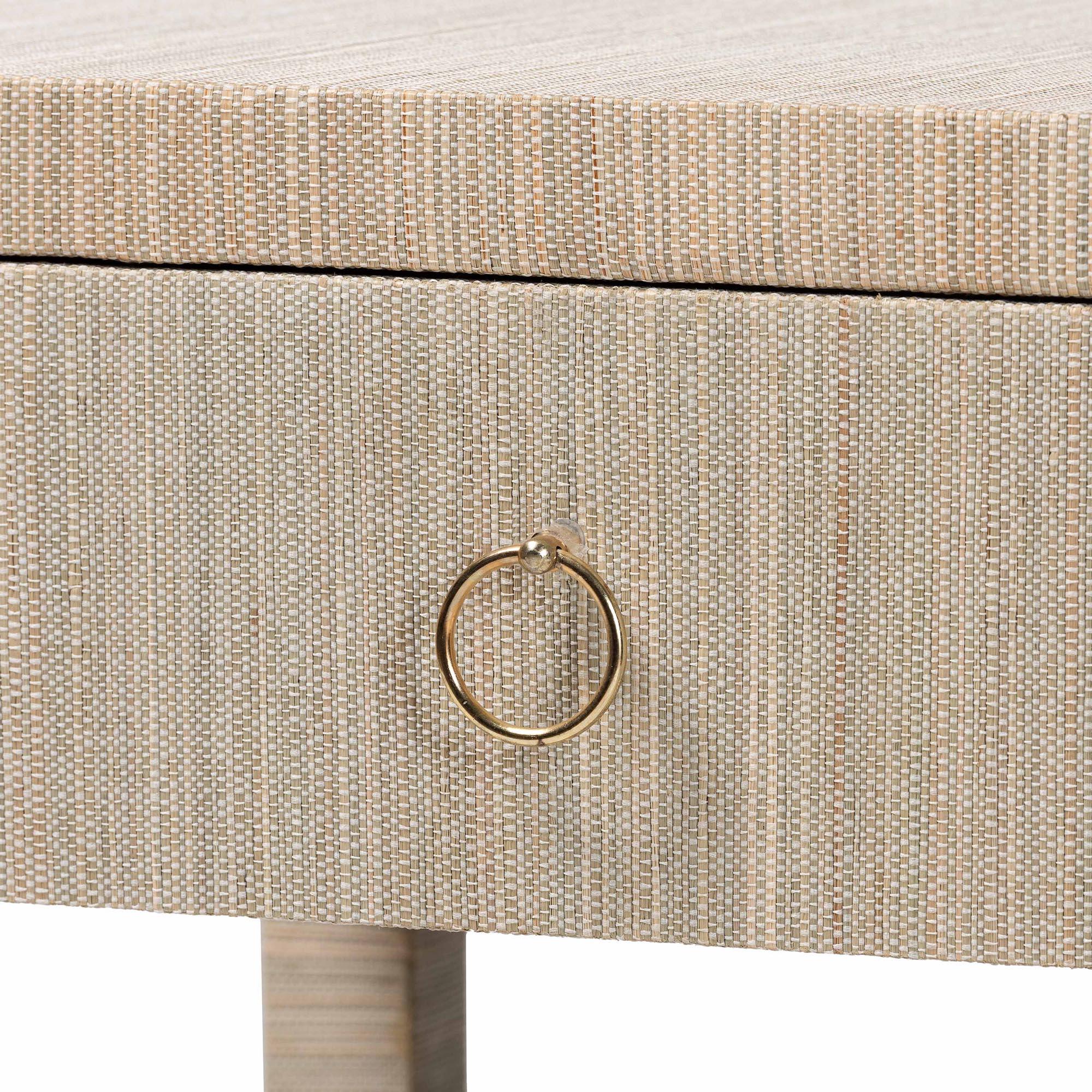 bali & pari Nata Bohemian Woven Grasscloth 1-Drawer Nightstand