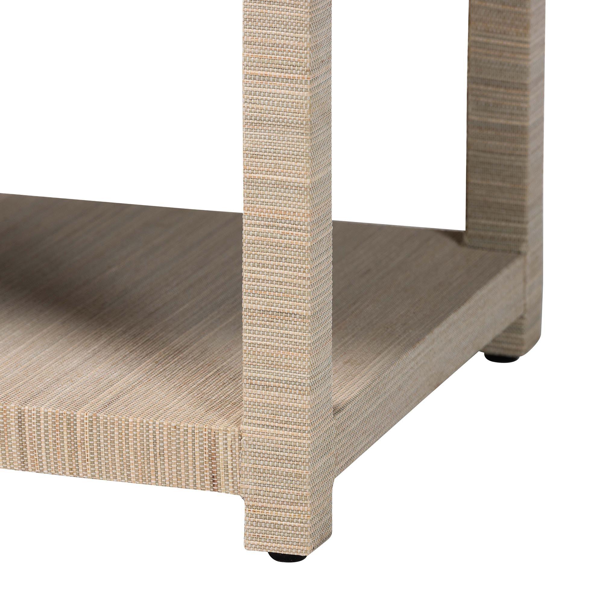 bali & pari Nata Bohemian Woven Grasscloth 1-Drawer Nightstand