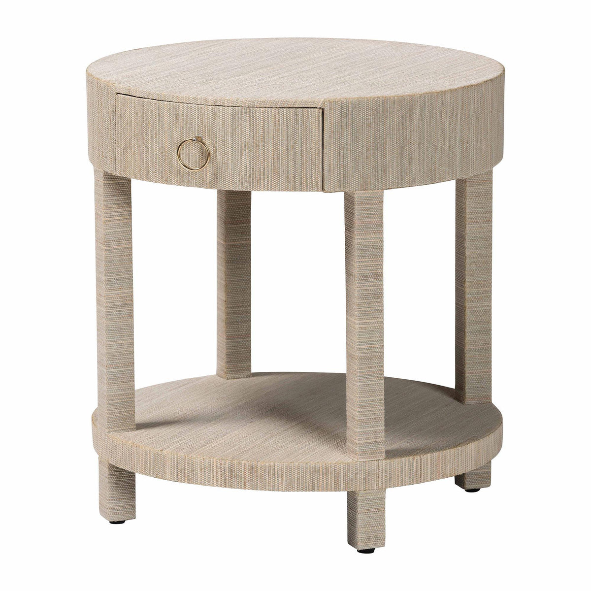 Bali & Pari Sadia Bohemian Woven Grasscloth 1-Drawer Nightstand