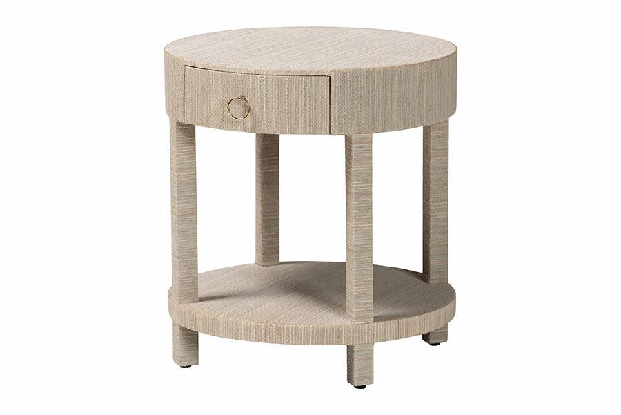 Bali & Pari Sadia Bohemian Woven Grasscloth 1-Drawer Nightstand