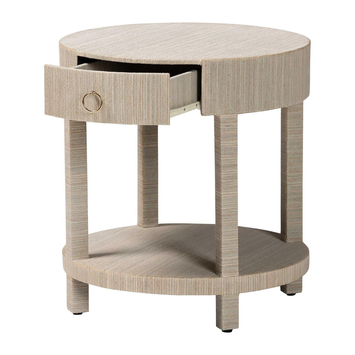 Bali & Pari Sadia Bohemian Woven Grasscloth 1-Drawer Nightstand