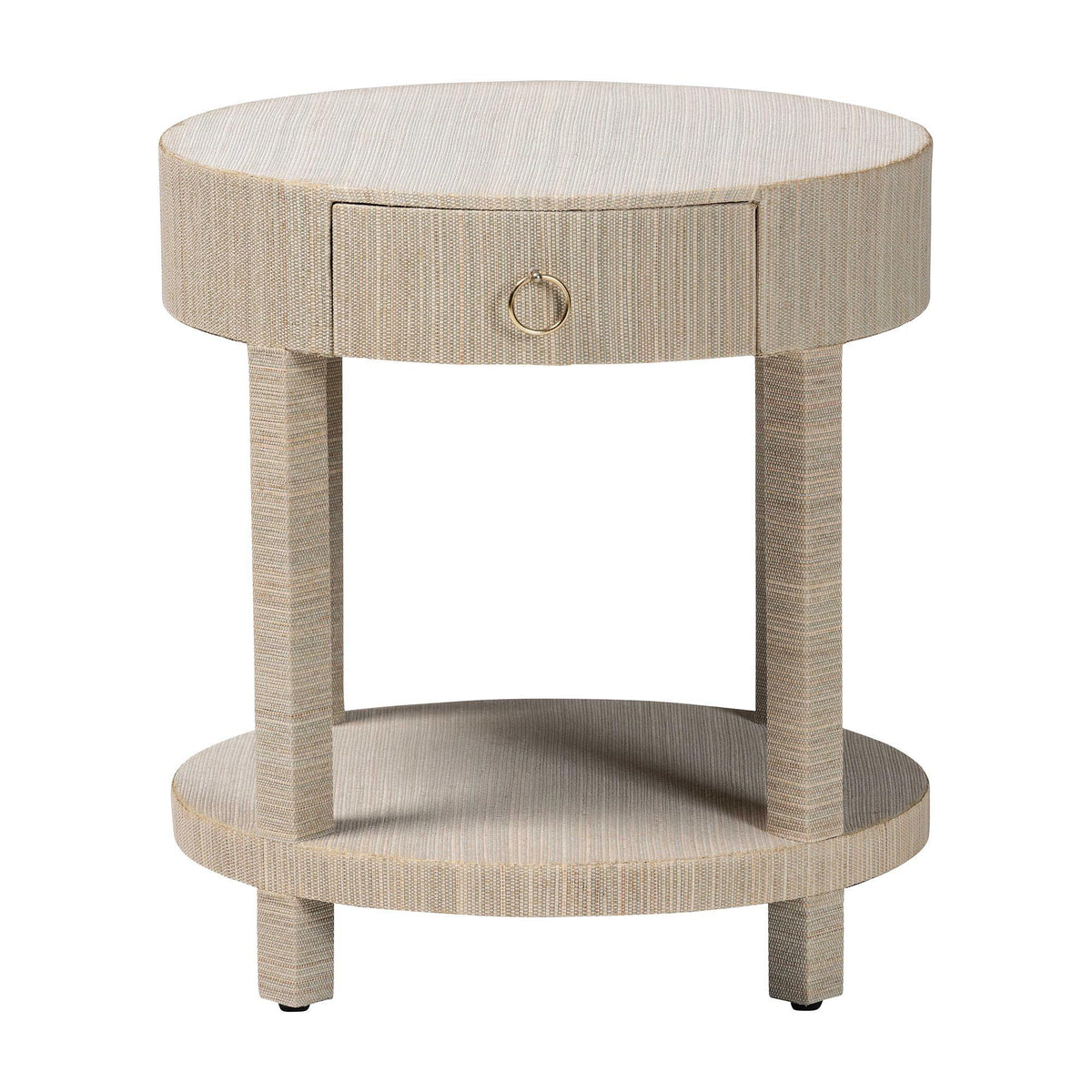 Bali & Pari Sadia Bohemian Woven Grasscloth 1-Drawer Nightstand