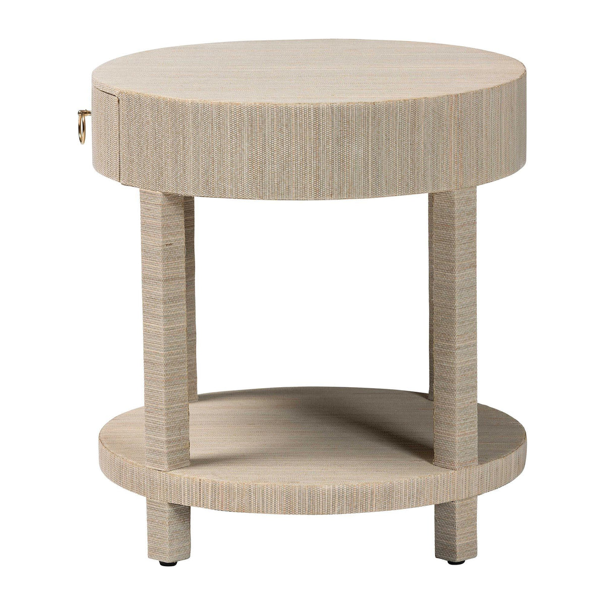 Bali & Pari Sadia Bohemian Woven Grasscloth 1-Drawer Nightstand