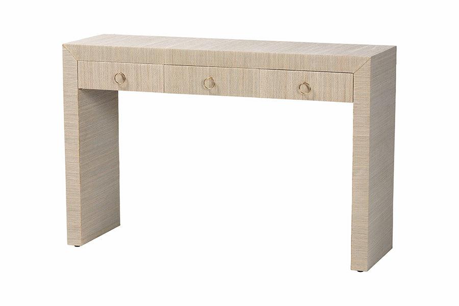bali & pari Cielo Bohemian Woven Grasscloth 3-Drawer Console Table