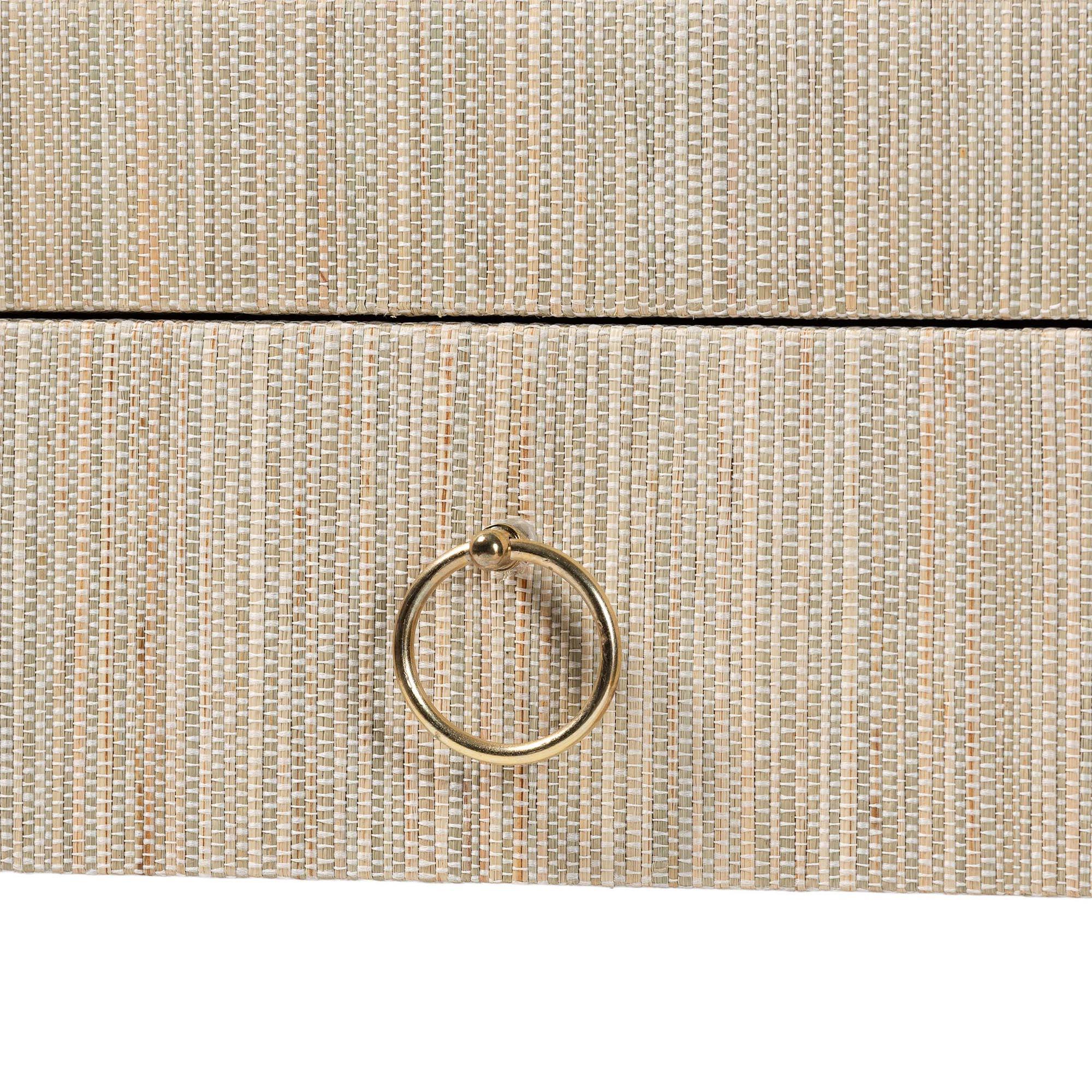 bali & pari Cielo Bohemian Woven Grasscloth 3-Drawer Console Table