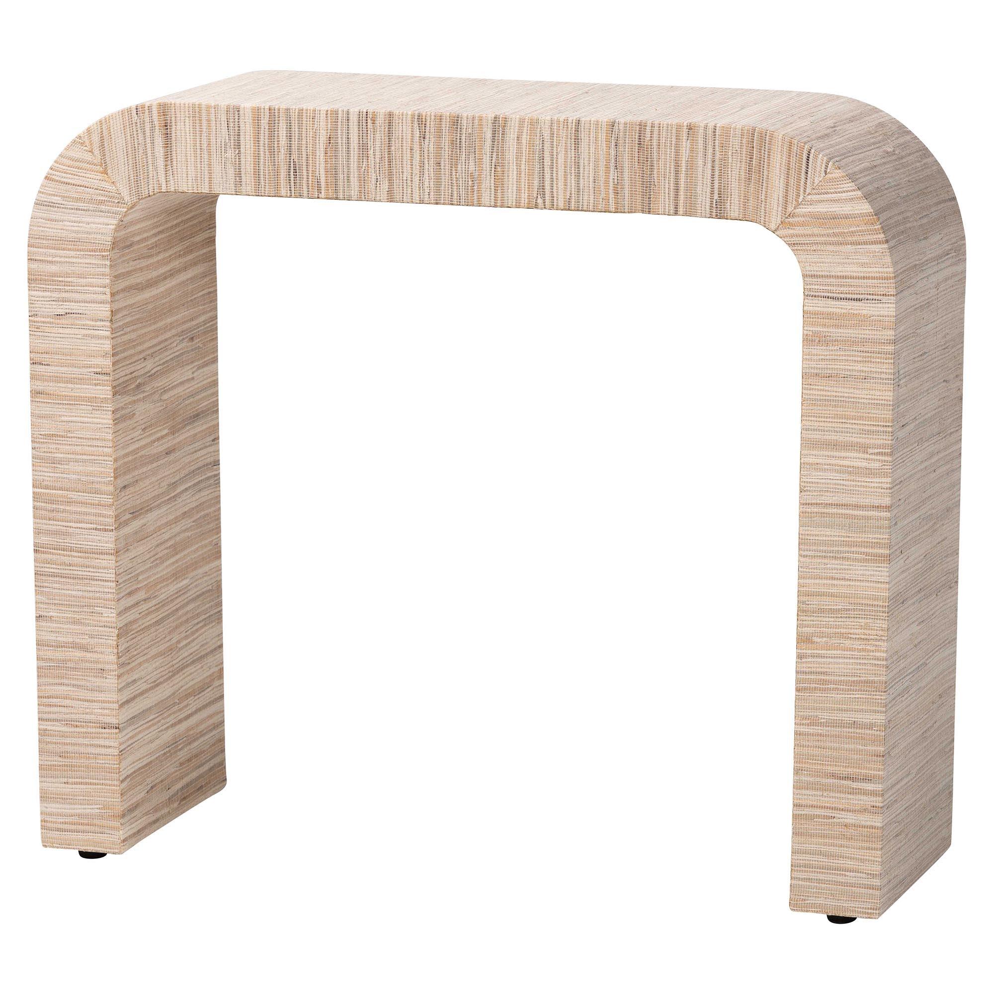 Bali & Pari Yareli Bohemian Woven Grasscloth Console Table