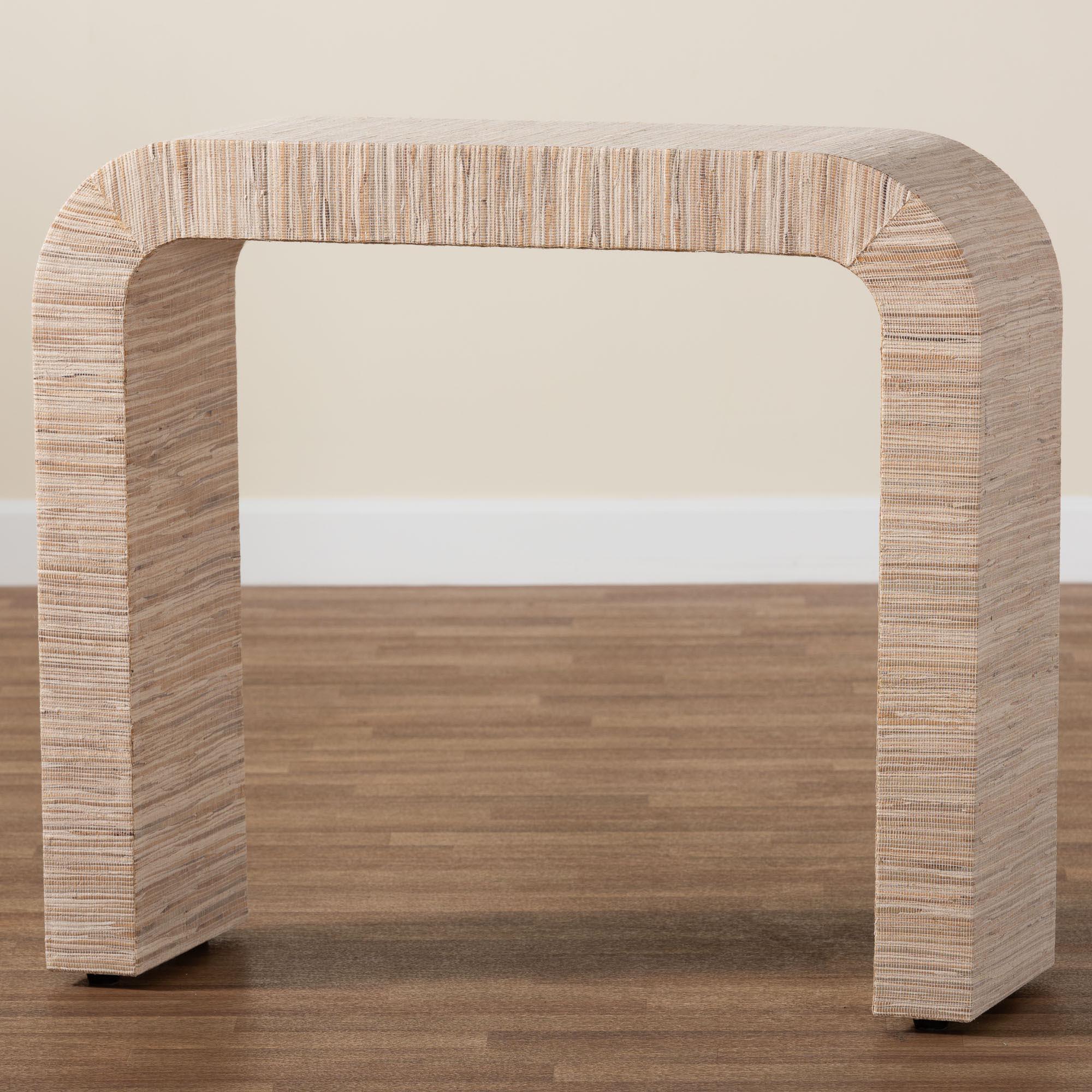 Bali & Pari Yareli Bohemian Woven Grasscloth Console Table