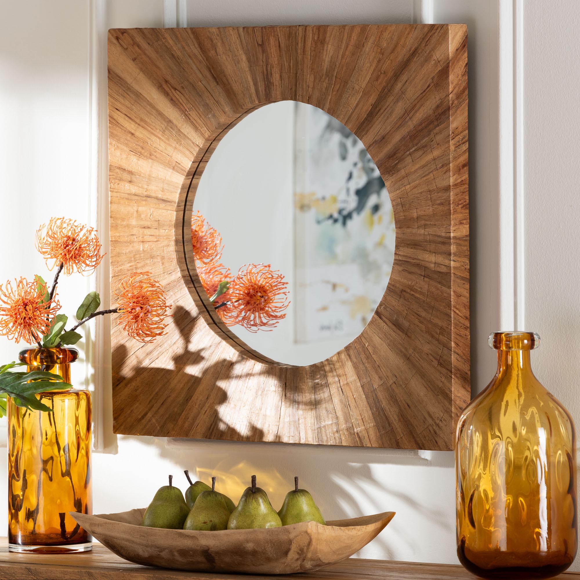 bali & pari Mosa Bohemian Pealed Grasscloth Accent Mirror