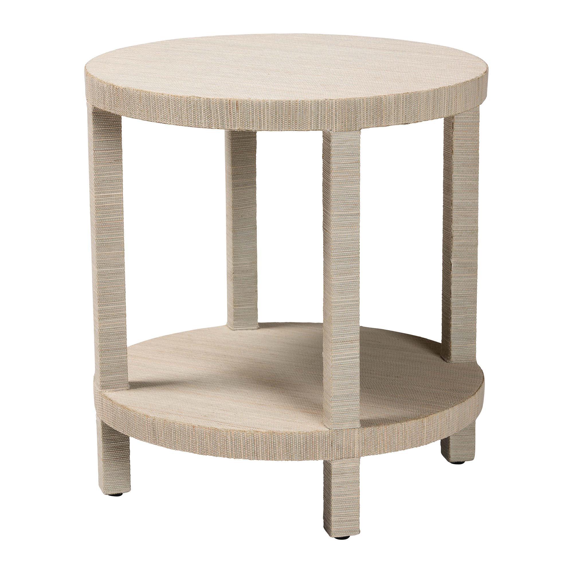 Bali & Pari Rocco Bohemian Woven Grasscloth End Table