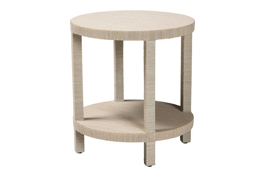 Bali & Pari Rocco Bohemian Woven Grasscloth End Table