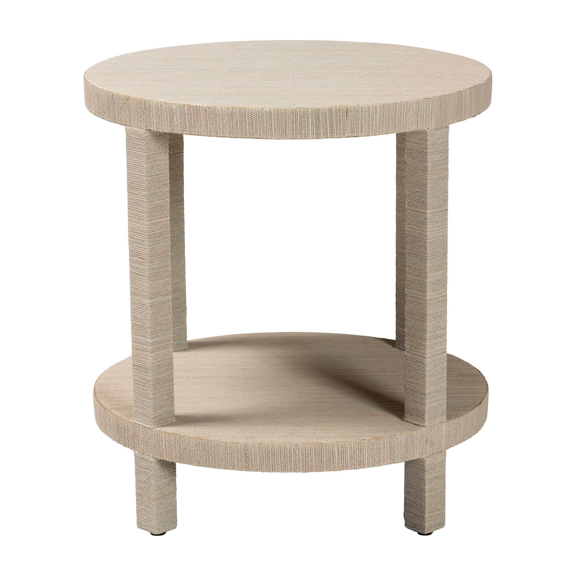 Bali & Pari Rocco Bohemian Woven Grasscloth End Table
