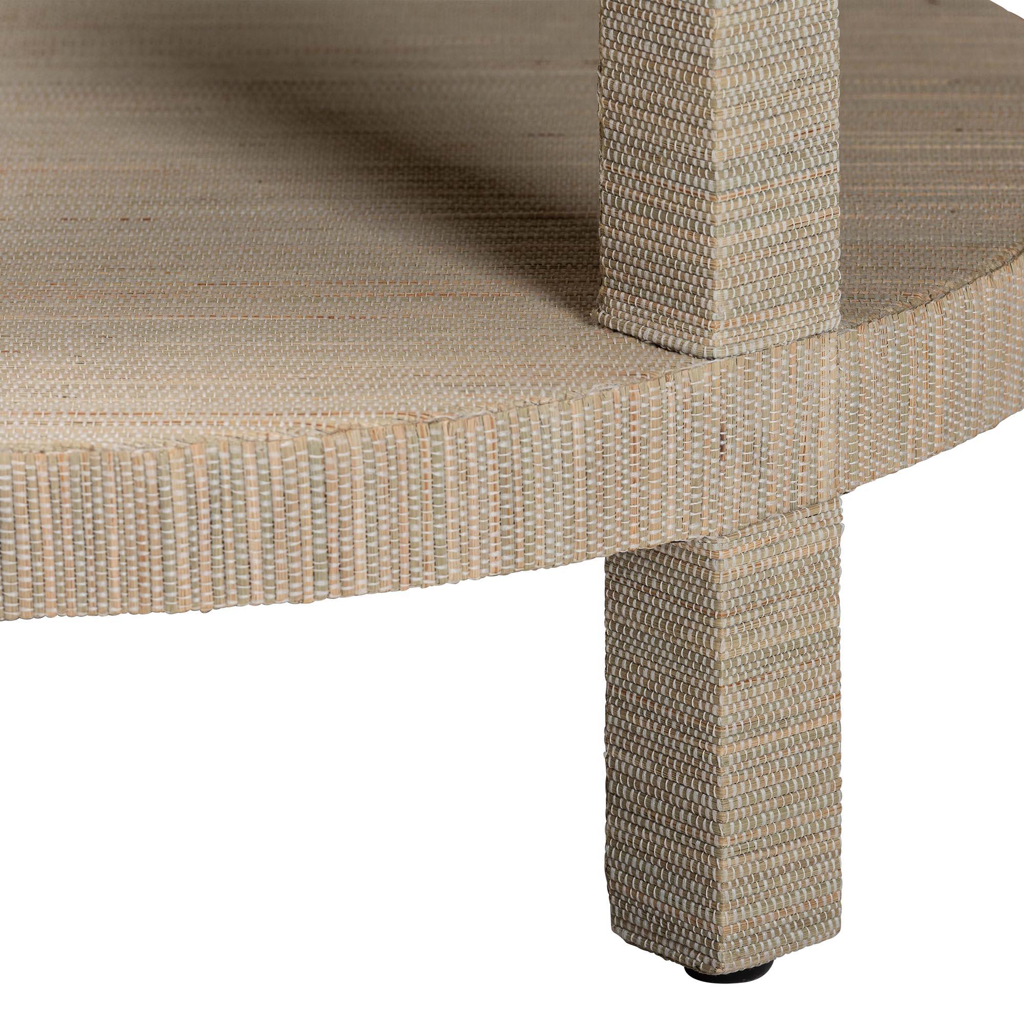 Bali & Pari Rocco Bohemian Woven Grasscloth End Table