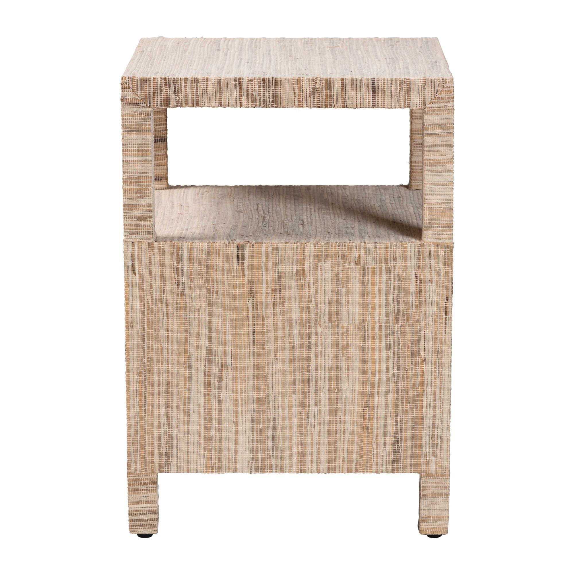 Bali & Pari Paine Bohemian Woven Grasscloth 2-Drawer Nightstand