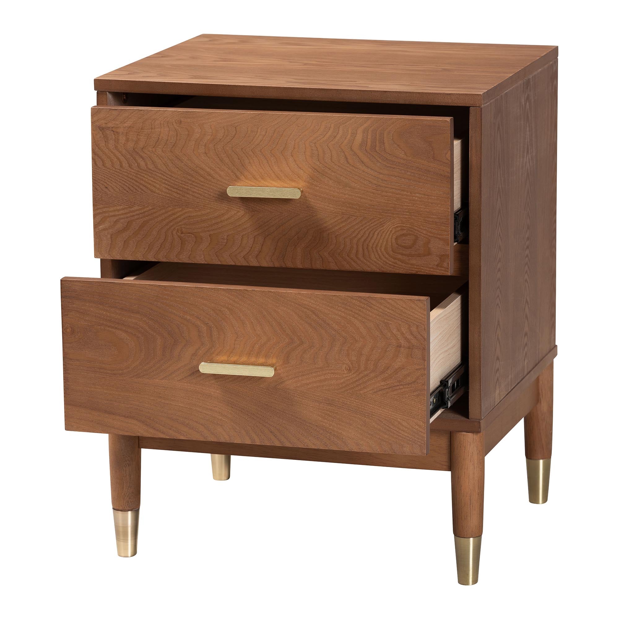 Mandolin Mid-Century Ash Wood 2-Drawer Nightstand