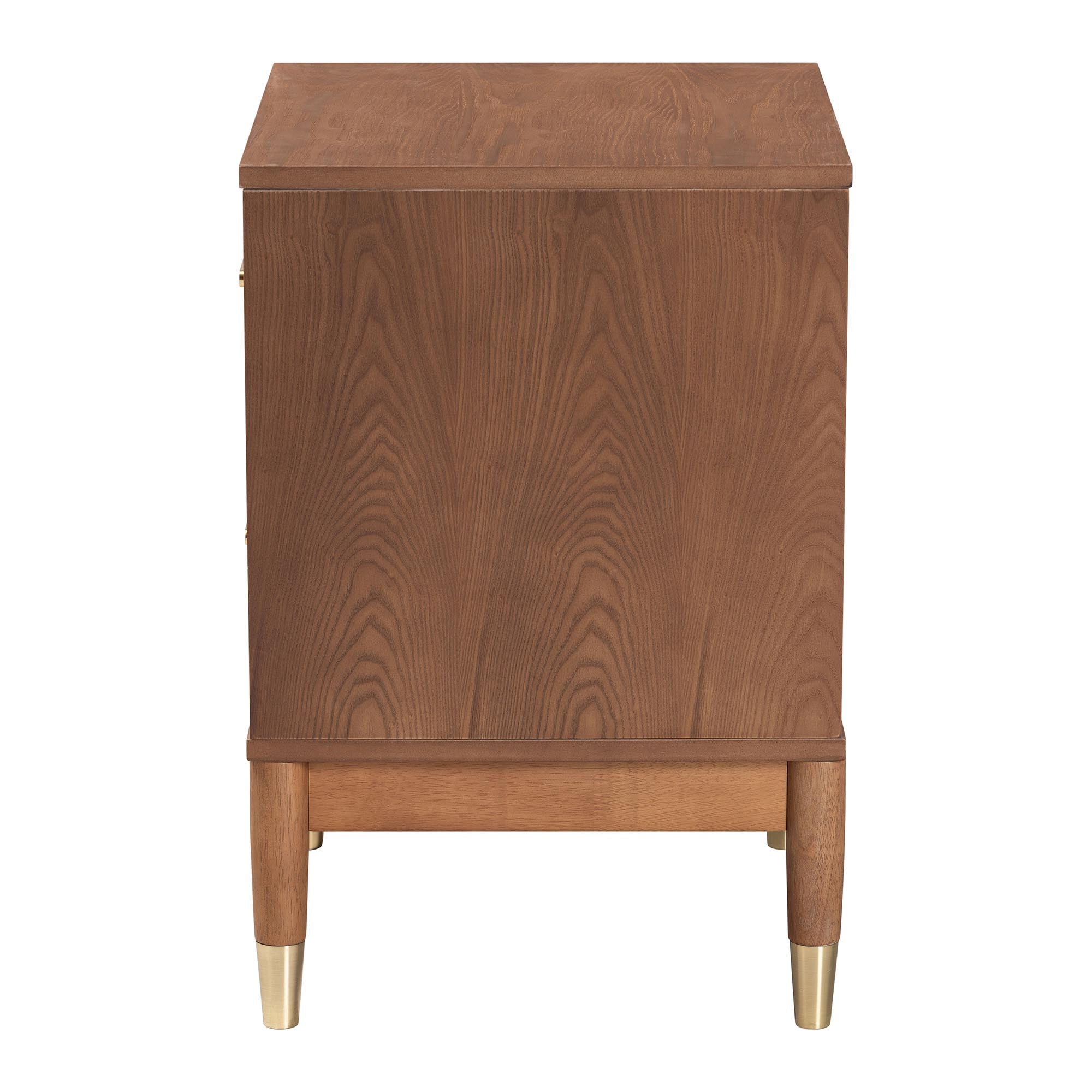 Mandolin Mid-Century Ash Wood 2-Drawer Nightstand