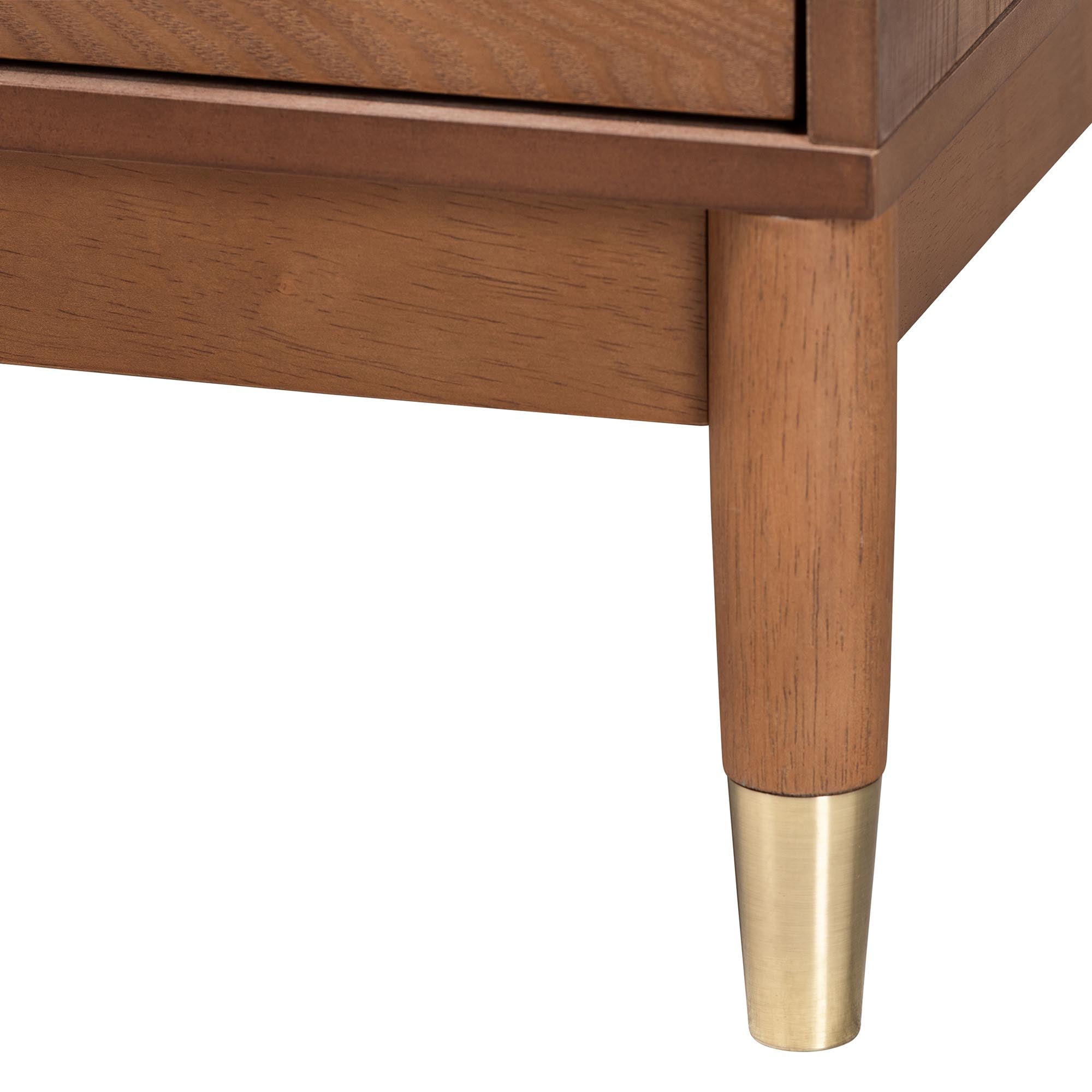 Mandolin Mid-Century Ash Wood 2-Drawer Nightstand