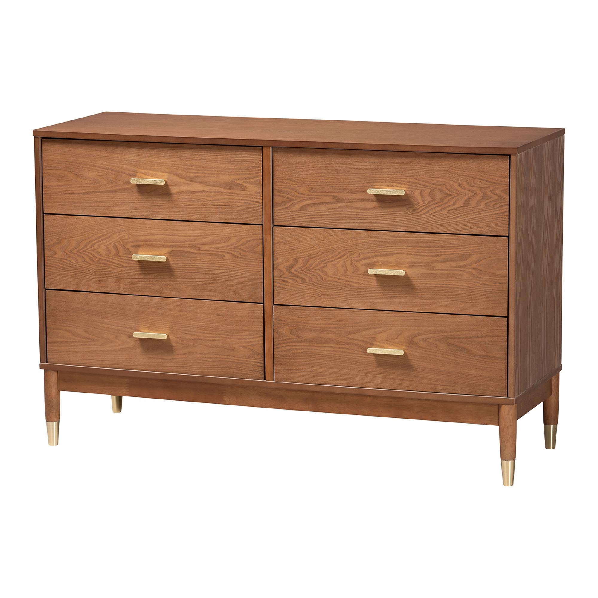 Mandolin Mid-Century Ash Wood 6-Drawer Dresser