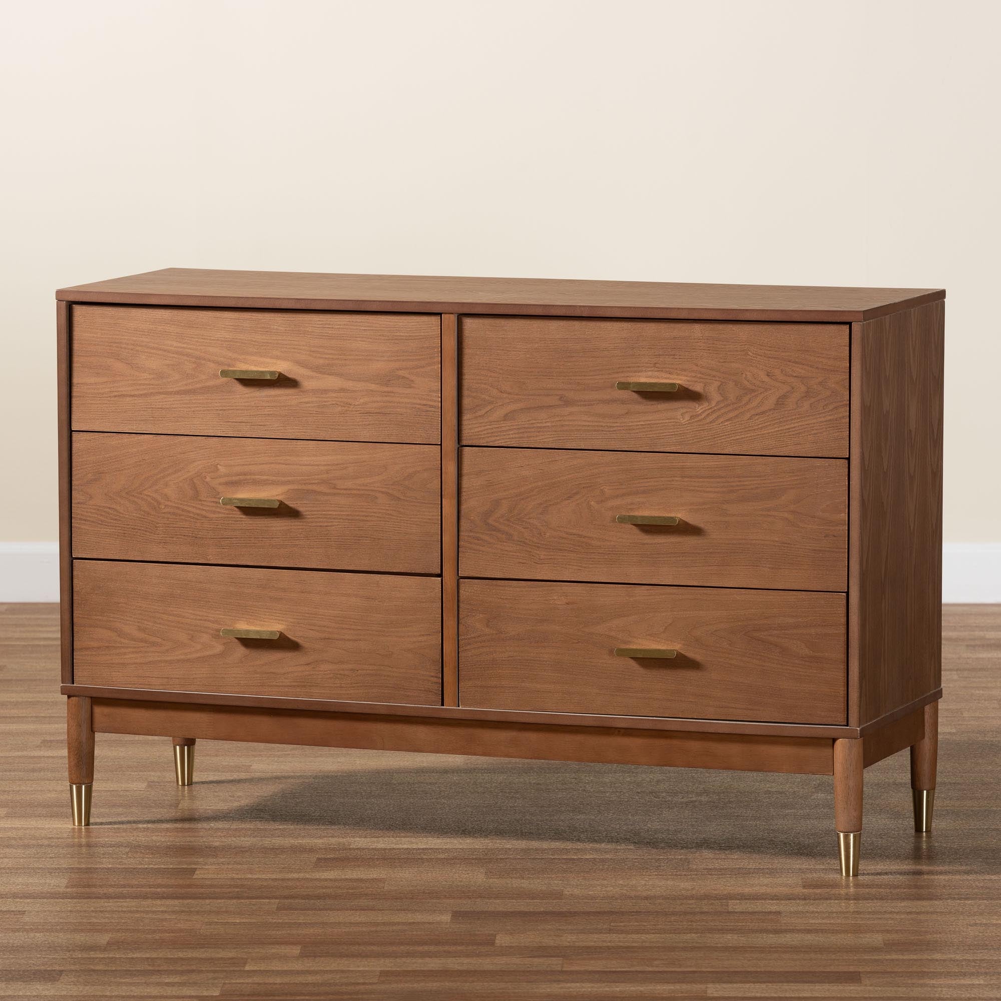 Mandolin Mid-Century Ash Wood 6-Drawer Dresser