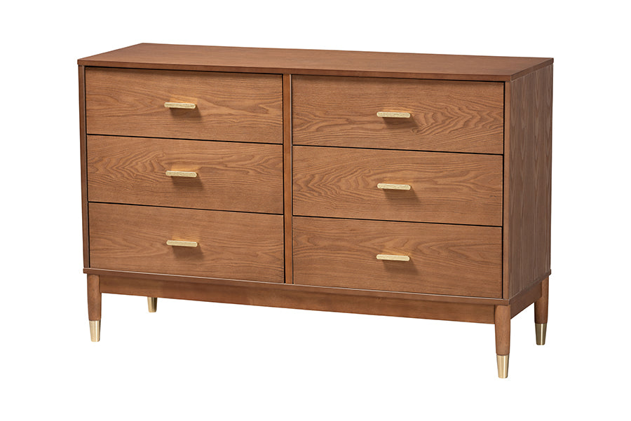 Mandolin Mid-Century Ash Wood 6-Drawer Dresser
