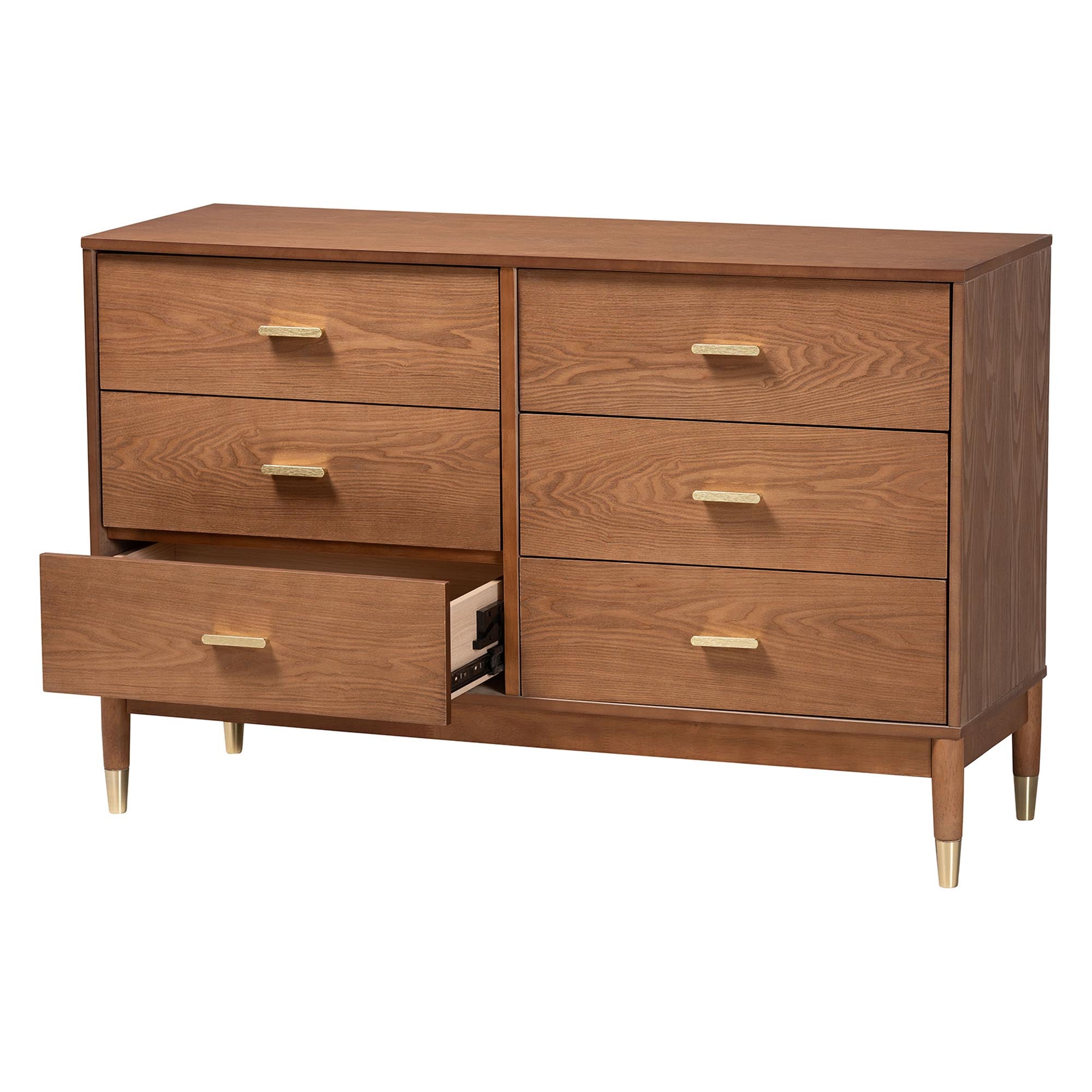 Mandolin Mid-Century Ash Wood 6-Drawer Dresser