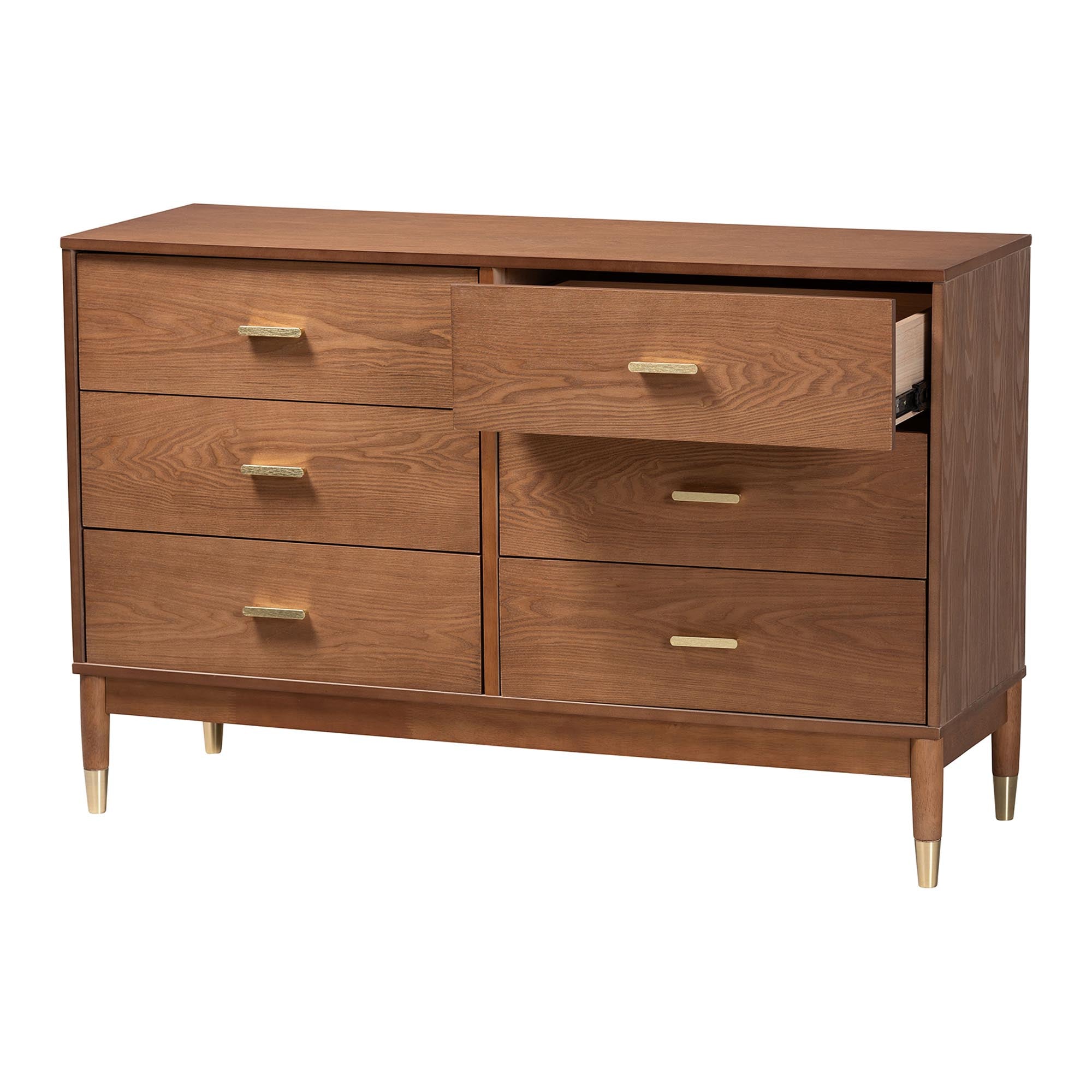 Mandolin Mid-Century Ash Wood 6-Drawer Dresser