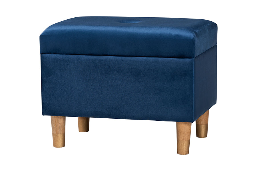 Elias Modern Velvet Fabric Storage Ottoman