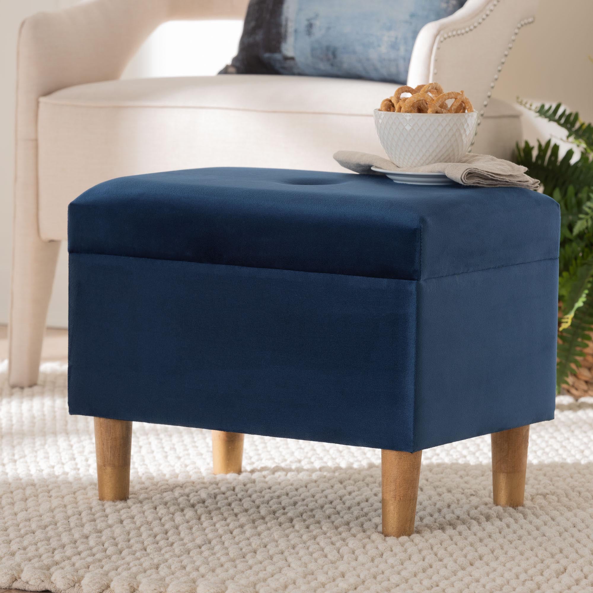Elias Modern Velvet Fabric Storage Ottoman