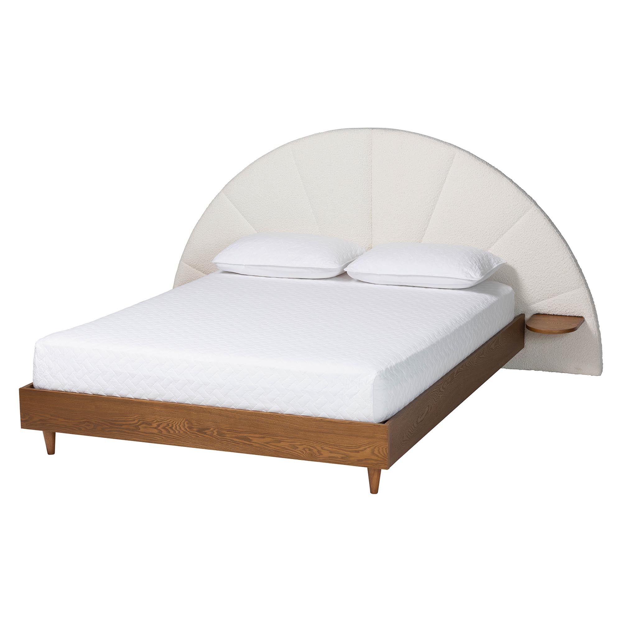 Bernice Japandi Cream Boucle and Wood Bed
