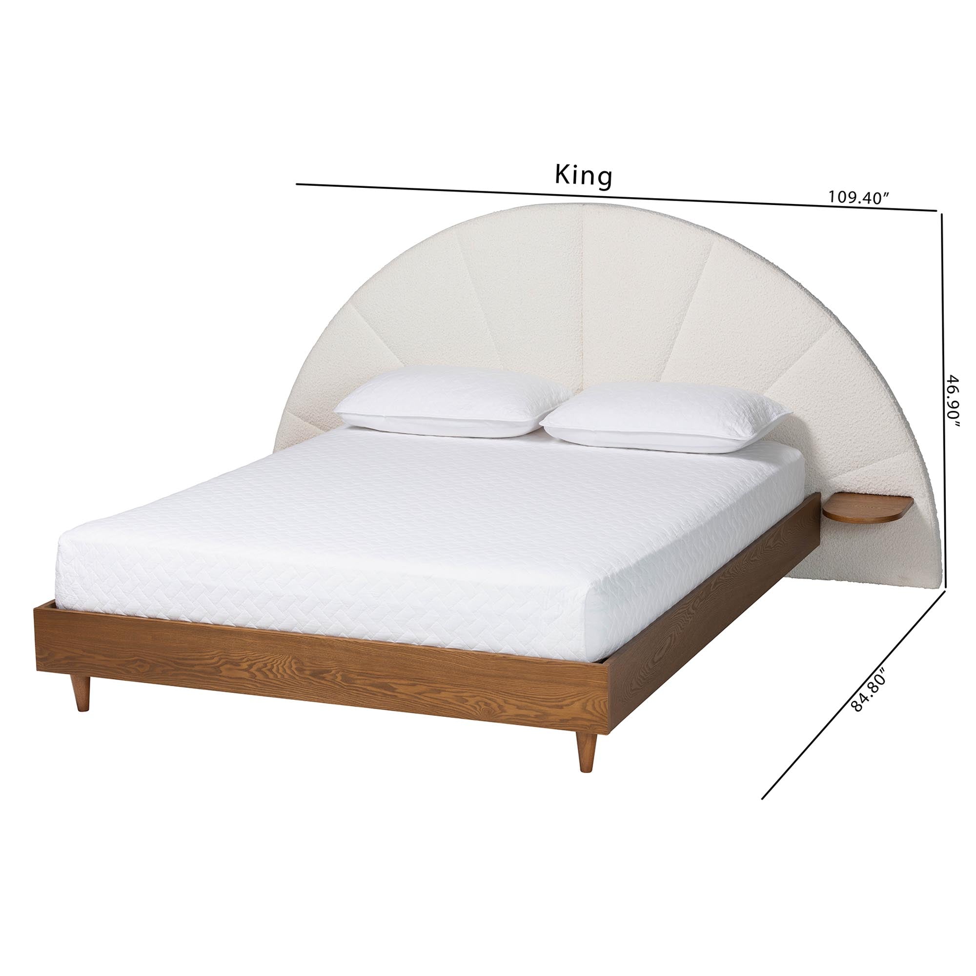 Bernice Japandi Cream Boucle and Wood Bed