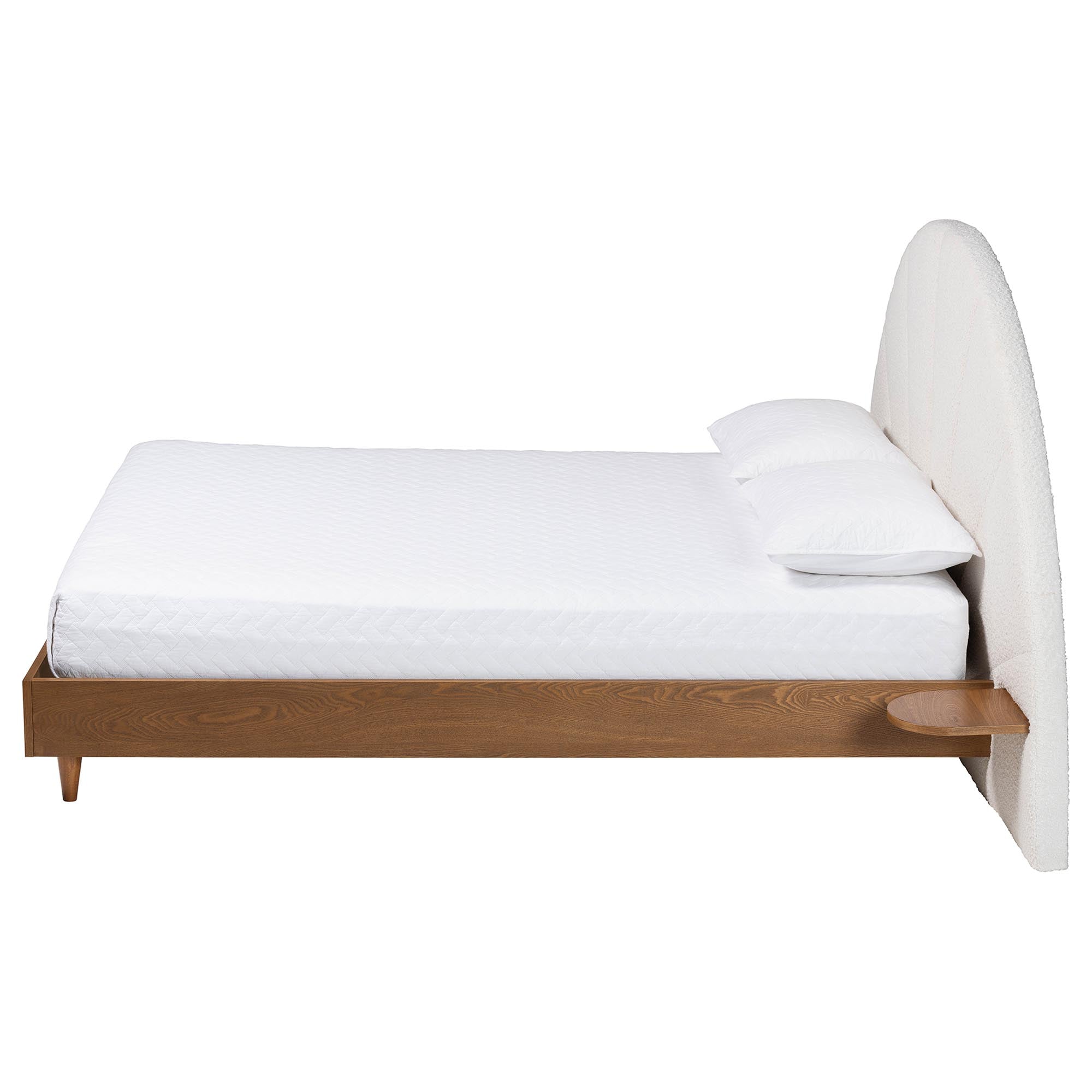 Bernice Japandi Cream Boucle and Wood Bed