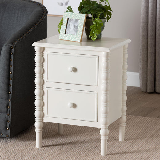 Malinda Classic Wood 2-Drawer End Table