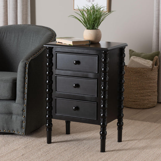 Malinda Classic Wood 3-Drawer End Table