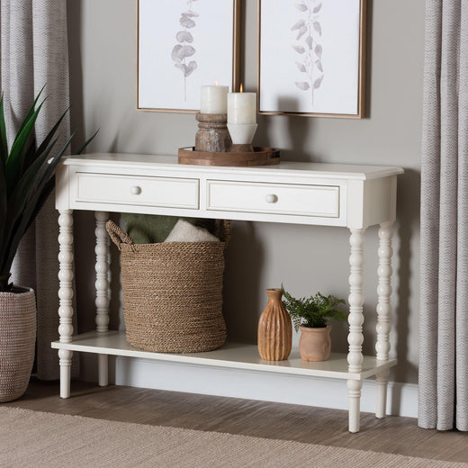 Malinda Classic Wood 2-Drawer Console Table