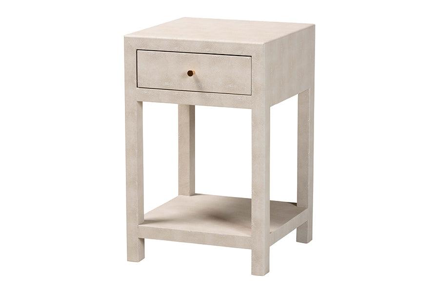 Dansby Modern Faux Shagreen 1-Drawer End Table
