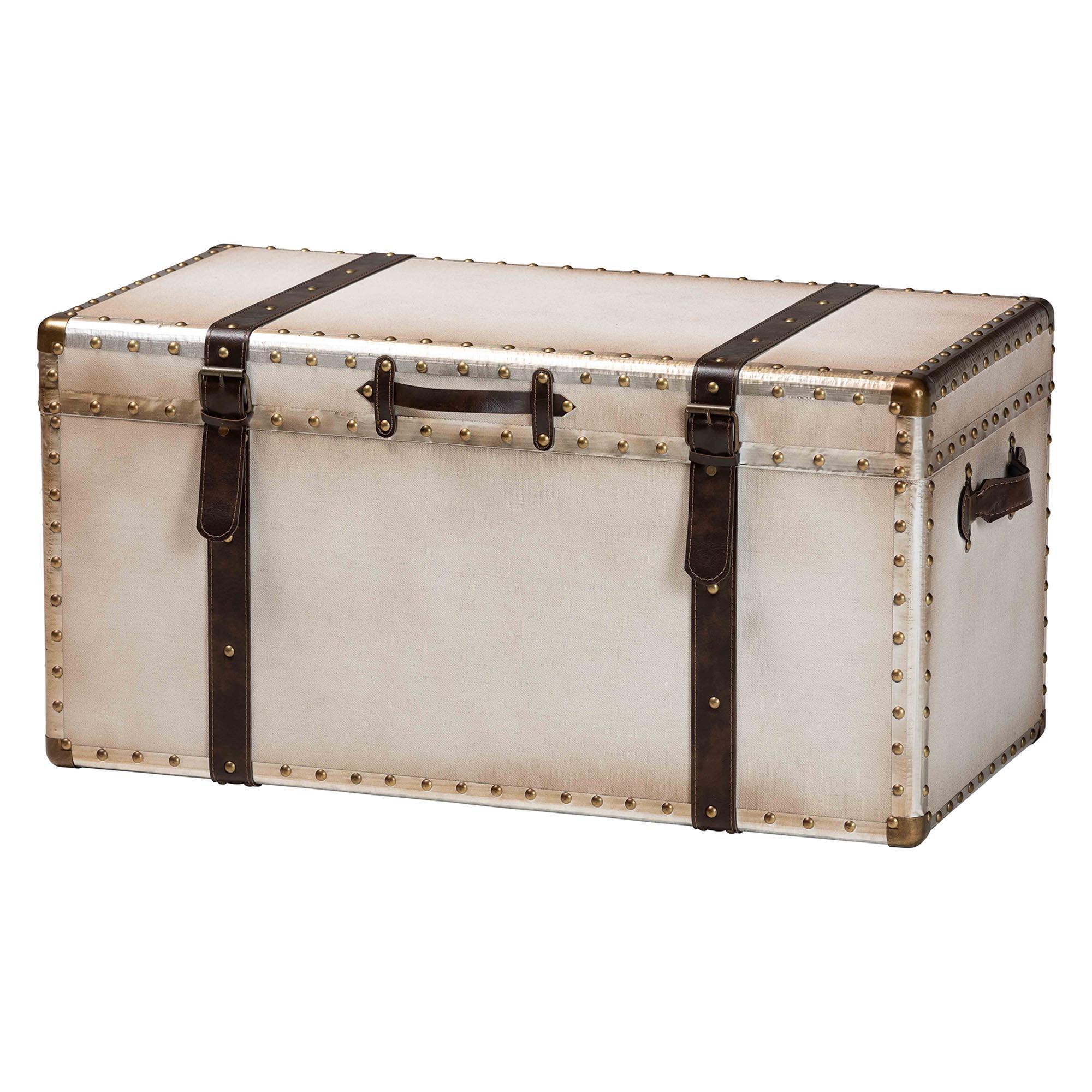 Nevio Vintage Weathered Canvas Storage Trunk