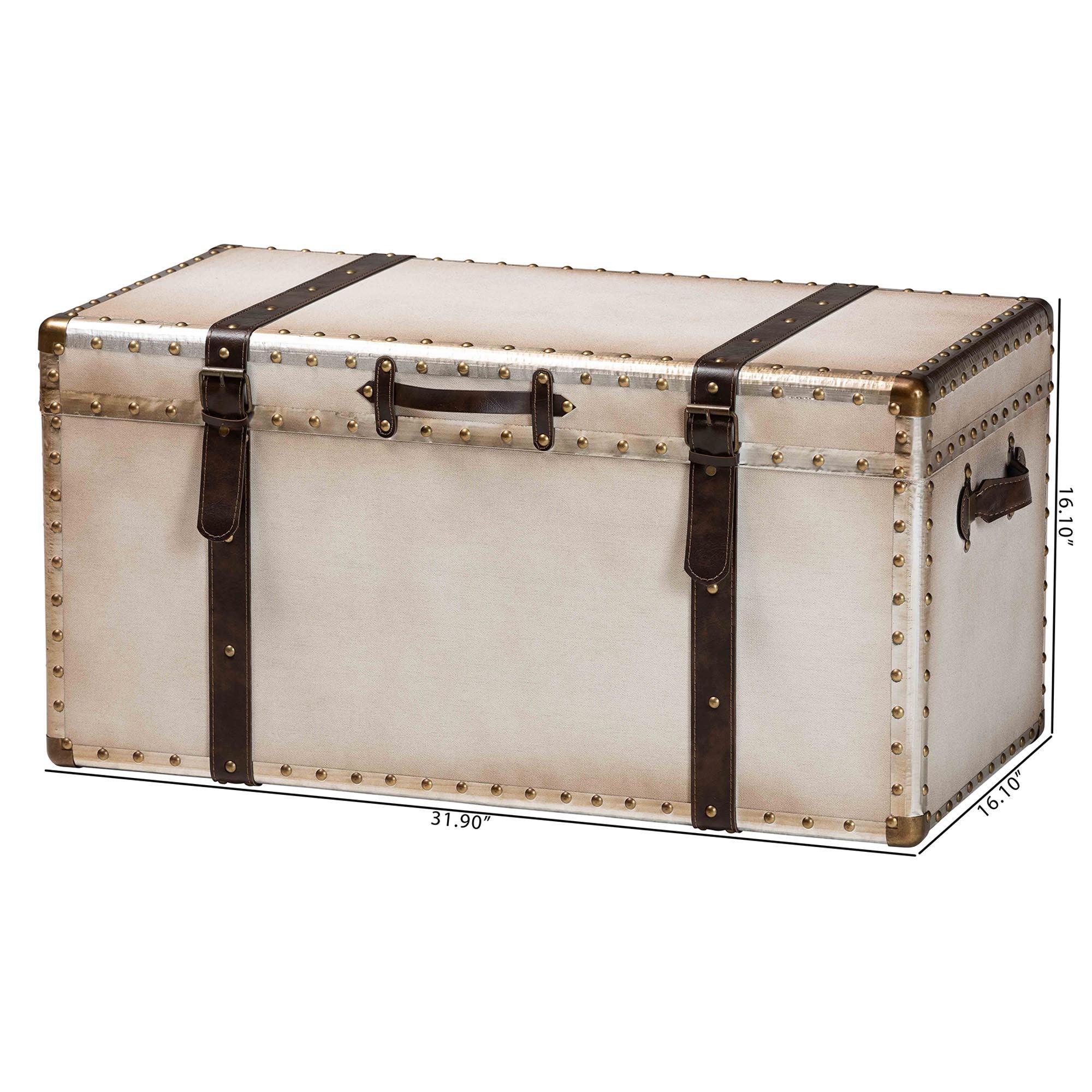 Nevio Vintage Weathered Canvas Storage Trunk