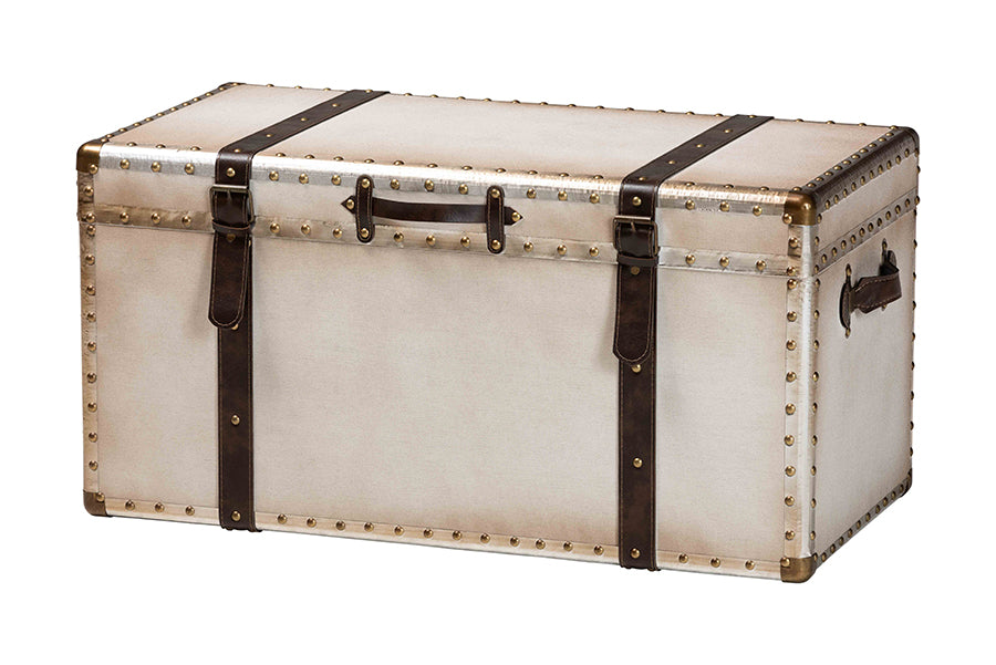 Nevio Vintage Weathered Canvas Storage Trunk